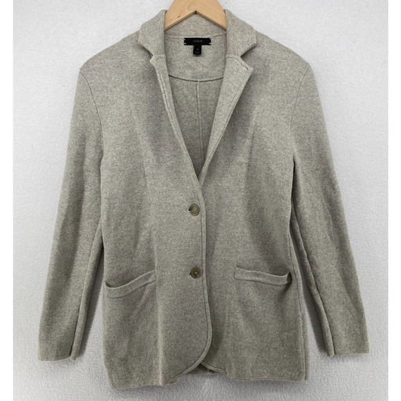 J.CREW Sweater Womens XS Blazer Cardigan Jacket Two-Button Cotton Gray - Picture 1 of 14